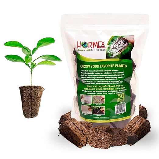 Hormex Rooting Powder #1 & Rooting Cubes Combo - Rooting Hormone for Softwood Cuttings & Organic Peat Moss Coco Plugs - Fast, Healthy Root Growth for Propagation, Hydroponics, & Seed Starting