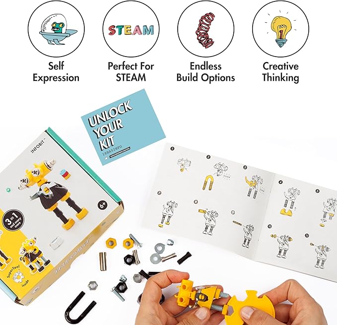 The Off Bits Robot Collection: ArtBit + InfoBit STEM Toys for Kids 6+, Engaging & Creative Toy Building Sets for Boys and Girls, Build Your Own STEM Building Toys Engineering Kit
