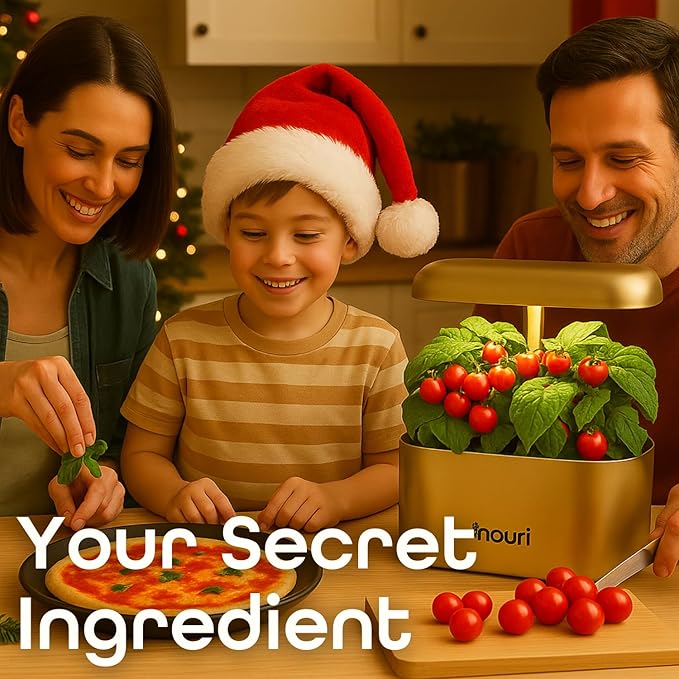 Nouri 5 pod Smart Garden for Home Cooks | w/Heirloom Basil | Hydroponics Growing System | LED Grow Lights | Indoor Herb Garden Kit | Herb Growing Kit Indoors for Plant Lovers, Gardeners, Kitchen