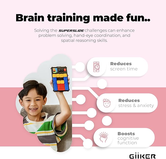 GiiKER Super Slide Puzzle Games, Original 500+ Challenges Brain Teaser Puzzle, Toys for Kids Teens, Travel Games Birthday Stocking Stuffers for Boys Girls, Activities for Road Trips
