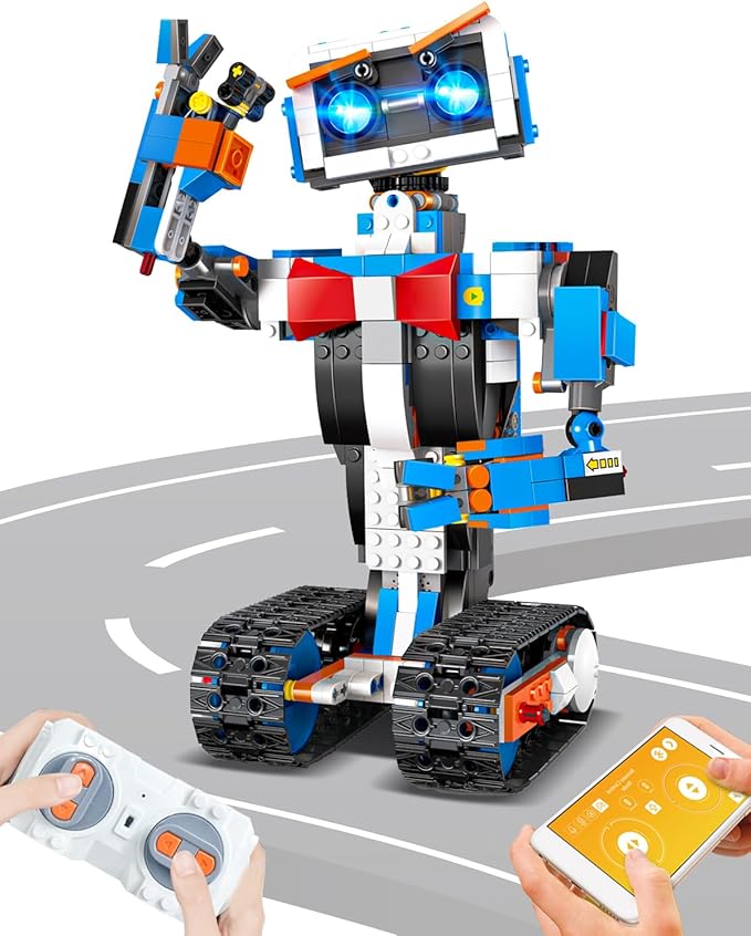 Robot Building Kits for Kids, Stem Toys for Boys Age 8-12, APP & Remote Control Educational Coding Building Sets, Programmable Robot for Kids, Rechargeable Robotic Kit Gifts for Girls Boys