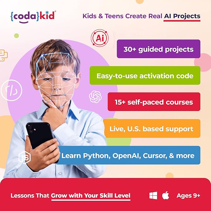 CodaKid AI Coding Courses – Award-Winning STEM Program for Kids & Teens - Learn Artificial Intelligence, Game Design, and Computer Programming with Fun Hands-On Projects and Live Online Mentoring