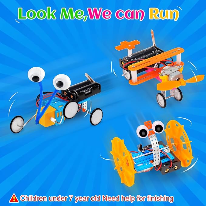 STEM Robotics Kit 6 Set Science Experiments Project Activities Toys for Kids 4-8 8-12 Engineering Building Electronic Motor Robot Kid Craft Boy Girl 5 6 7 8 9 10 12 Year Old Outdoor Toy