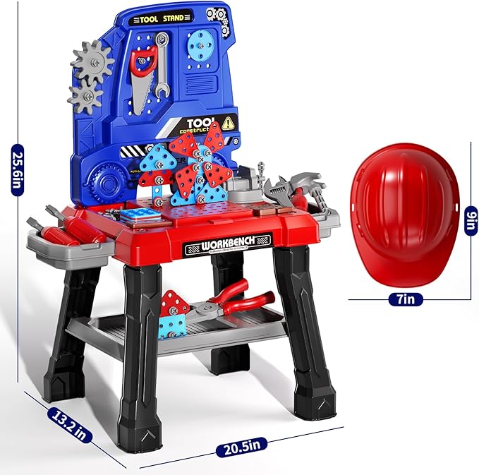 Kids Tool Bench Set, 142Pcs Toddler Tool Toy Playset with Electric Drill & Realistic Tools, STEM Building Pretend Play Construction Toys for Boys, Toddlers Toys Gifts for Ages 3 4 5 6 7 Year Olds