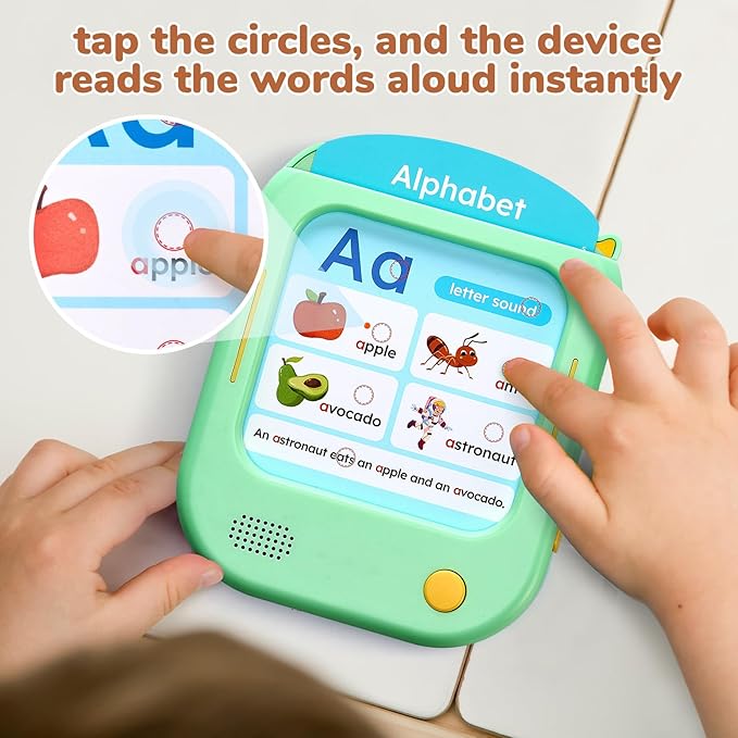 JoyCat Kids Learning Tablet, 156 Pages Tap-to-Read Flash Cards with 20 Interactive Games, Montessori Toy for Alphabet, Phonics, Words, Simple Math & Songs, Learning Toy Gifts for 2-5 Years Old