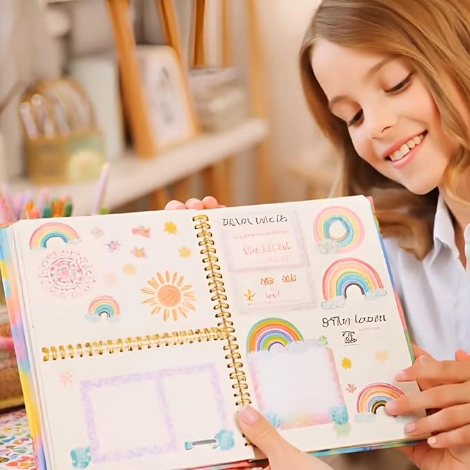 DIY Journal Kit for Girls - 2PC Stocking Stuffers for Teen Girls, Stationary & Diary Set, Christmas Birthday Gifts for 8 9 10 11 12 13 14 Year Old Girls, Scrapbook Supplies Art and Crafts Toy Kit