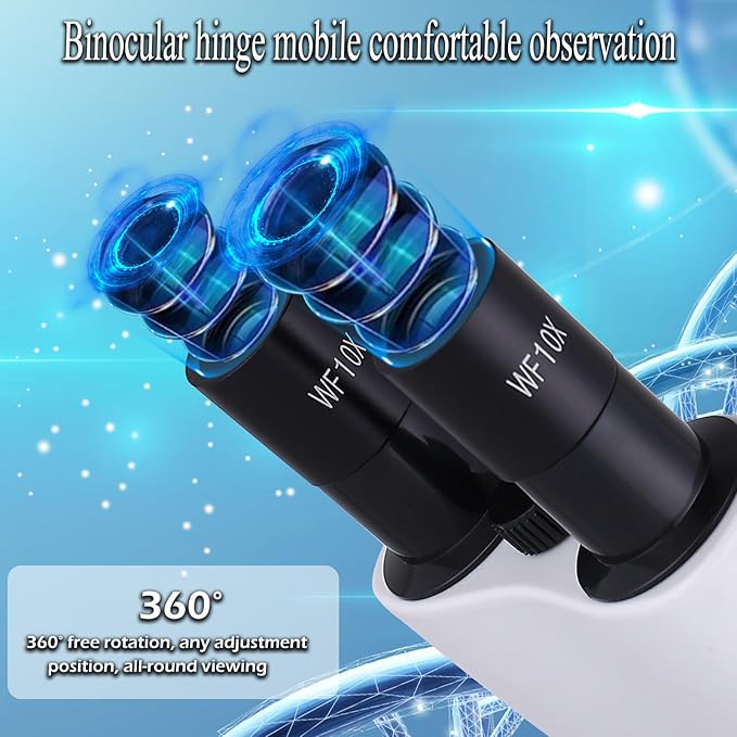 Compound Microscope，40X-2500X ，WF10x and WF25x eyepieces, Dual LED Lighting and Two-Layer Mechanical Stage，Microscope for Adults…