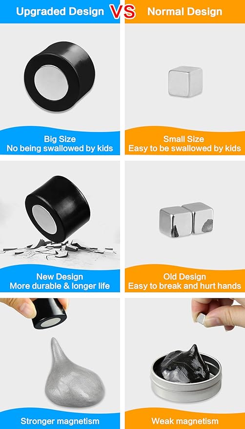 Magnetic Slime Putty, Magnetic Space Putty Slime with Upgraded Magnet Toys for Kids Adults, Fidget Toy Stress Reliever Puddy for Christmas Birthday Gifts Stocking Stuffers (2 Pack, Gold&Silver)