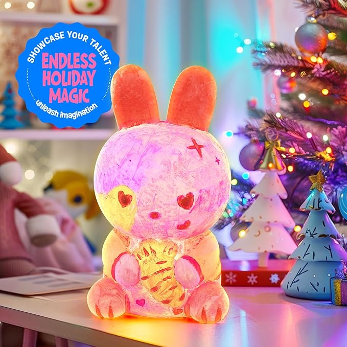Paint Your Own Bunny Lamp Kit, Art Supplies Painting Kits for Kids, Arts and Crafts for Kids Ages 8-12, Bunny Toys Girls Boys Halloween Birthday Christmas Gifts Ages 3 4 5 6 7 8 9 10 11 12+