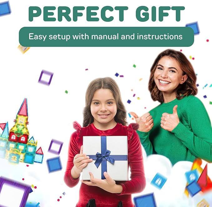 IMAGINATION 103 Piece Tiles Building Set for Kids Ages 3–8, STEM Educational Montessori Toy for Boys and Girls, Sensory Gift