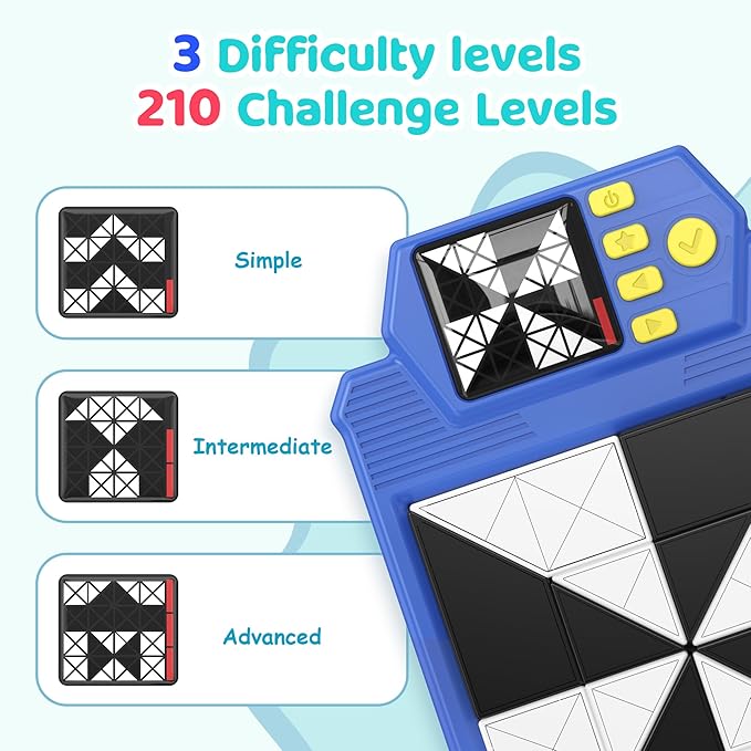 Smart 3D Puzzle Blocks with Answer-Checking, 3 Difficulty Levels & 210 Challenges, Montessori Brain Teaser Game for Kids Ages 3+ to Enhance Logic & Spatial Skills, Educational Toy