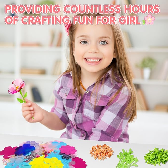 ChainnForces Flower Bouquet Craft Kit Accessories for Making 32 Flowers, DIY Fabric Flowers for Crafts Build Your Bouquet Market Toy Parts