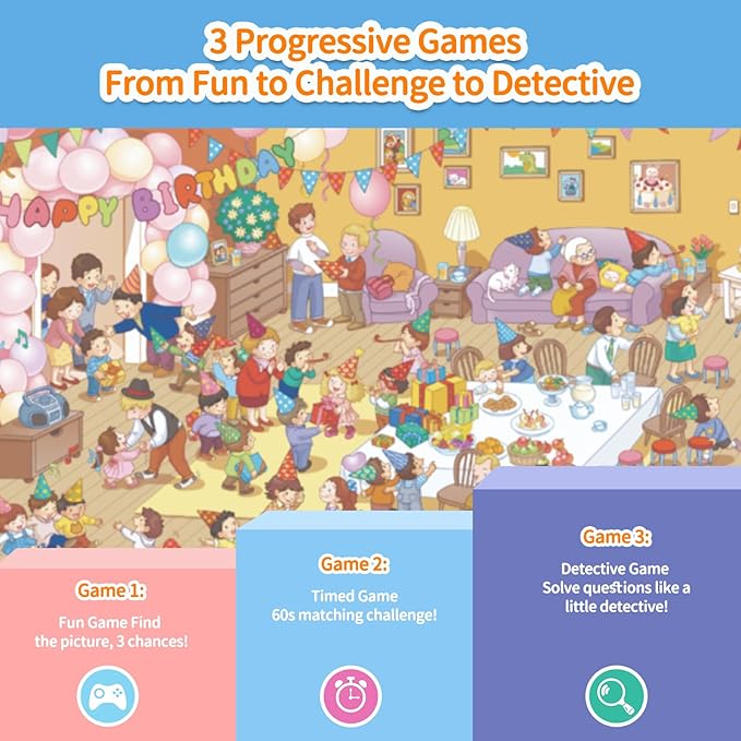 Interactive Search and Find Activity Books for Kids Ages 3-5, Toddler Travel Games Toys for Car Airplane, Road Trip Activities for Kids 4-8, Educational Preschool Learning Toys Gift with a Talking Pen