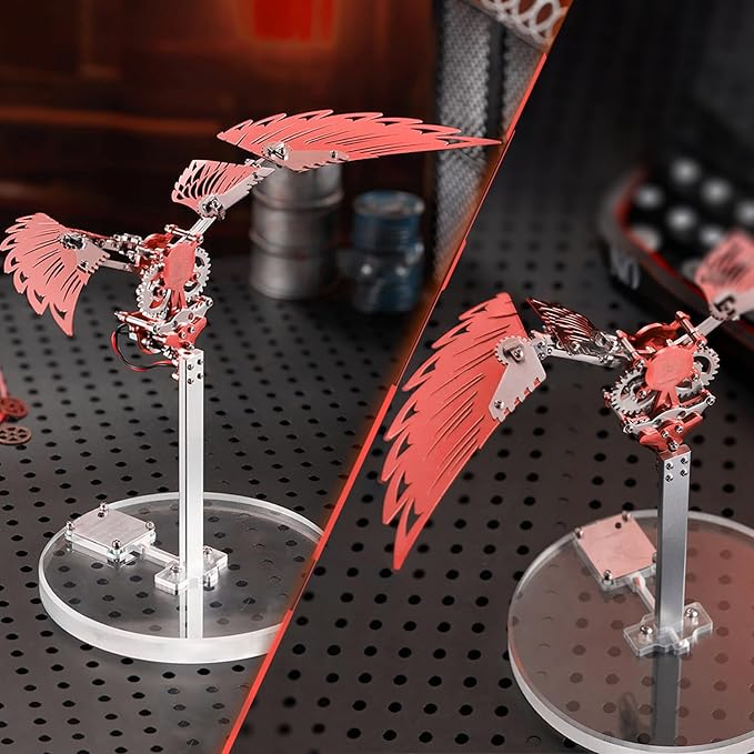 Microworld 3D Metal Puzzle for Adults, Ornithopter 3D Metal Model Kits, Mechanical Model 3D Puzzle, DIY Animal Difficult 3D Puzzles Home Decor Art Craft Gifts (Red)