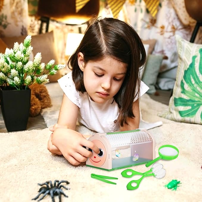 SAFIGLE Insect Observation Box for Kids with Transparent Critter Cage Outdoor Nature Exploration Toy Butterfly Kit and Bug Habitat Portable 7.16 X 3.62 X 3.22 Inch Explorer Kit
