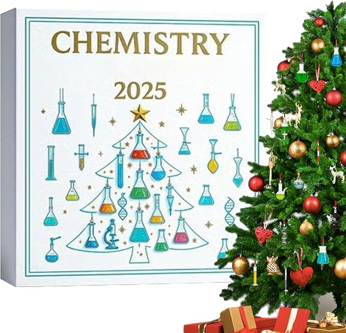 24 Day Chemistry Holiday Science Kit 2D Acrylic Ornaments Daily Science Activities Hands-on Learning Educational Entertainment For Home Decorators Front Door Room Bedroom Wall Mantel