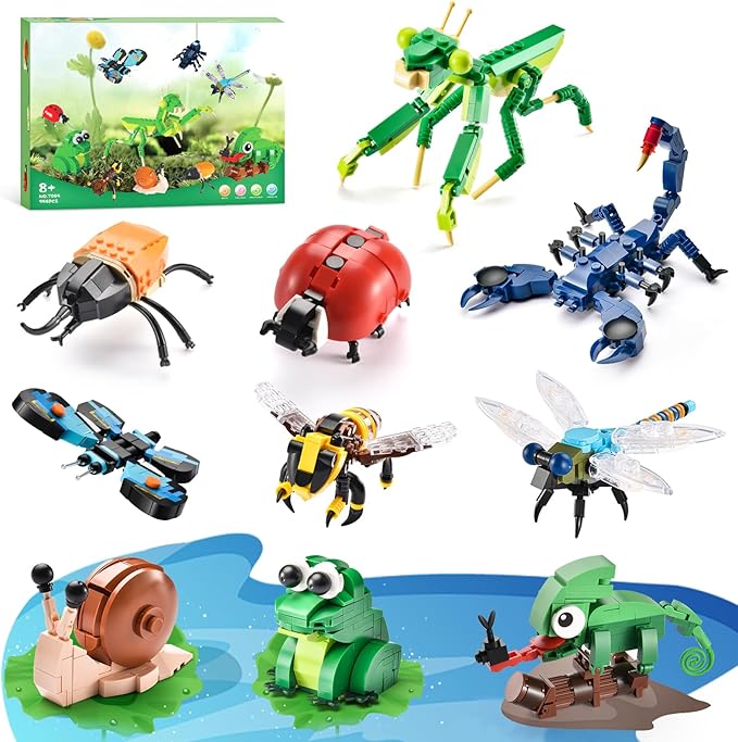 Insects Collection Building Set for Kids, 10 Packs Bug Building Blocks, Animals Insect Bug Toys, Party Favors Ideal Gift for Boys Girls 6 8 10 12+ (946PCS)