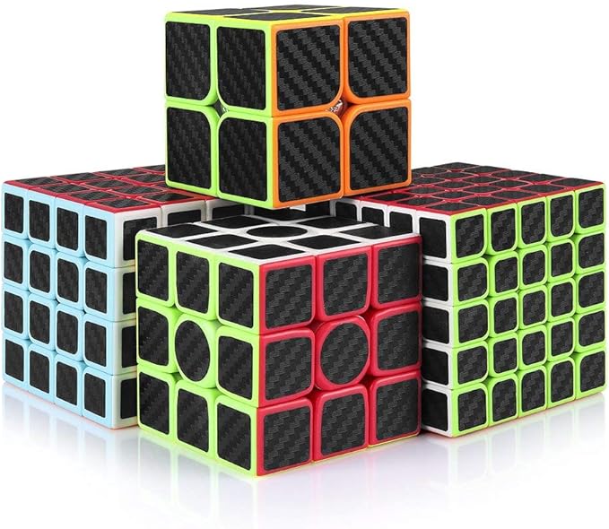 CFMOUR Speed Cube 2x2 3x3 4x4 5x5 Set, Fast Magic Cube Bundle for Kids, Smooth Carbon Fiber Cubes, Puzzle Toys