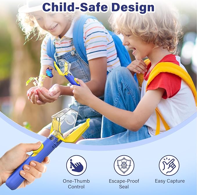 Bug Catcher for Kids, Insect Trap Kit with 6X Magnifier Glass - STEM Educational Exploration Tool for Indoor and Outdoor,Christmas Birthday Gifts Toys for Adults, Boys, and Girls (Blue 2PCS)