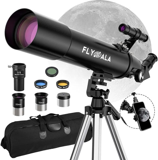 Telescope for Kids and Adults,80mm Aperture 600mm Focal Length Beginners Astronomical Telescope for Adults high Powered (30X-750X),Refractor Astronomy telescopes Kids 6-8 8-12 Over 5 Year Old
