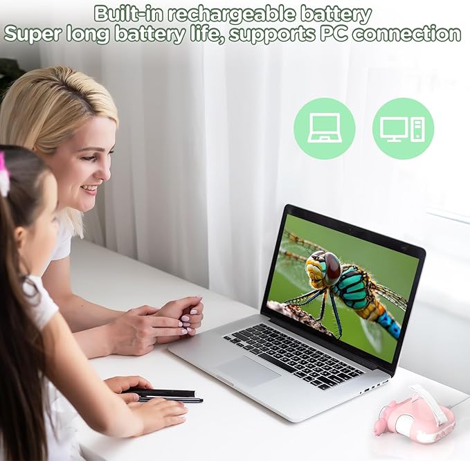 Microscope for Kids, 1000X Handheld Mini Portable Microscope with 8 Adjustable LED Lights, 2-Inch LCD Screen Pocket Microscope Camera for Toddlers-Education Christmas Birthday Gifts Toys for Girls