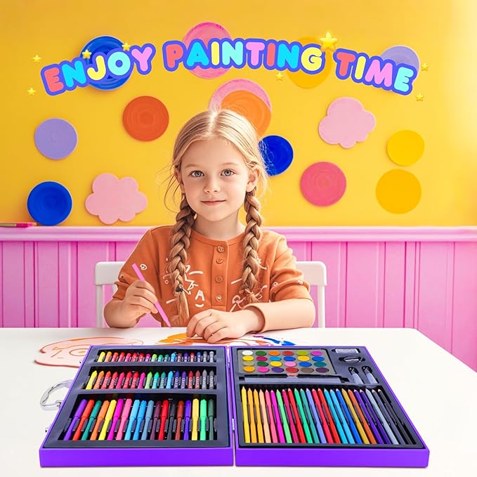 homicozy Art Supplies Kit for Kids Ages 4-12,Unicorn Art Case Coloring Set,Drawing Kits with Markers, Crayons, Colored Pencils,Oil Pastels,Coloring Book,School Supplies,Gift for Kids Artist Age 4+