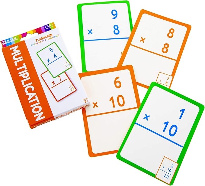 BAZIC Products Multiplication Flash Cards, Numbers Elementary Math Flashcards Game at School, Problem Solving (36/Pack), 72-Packs