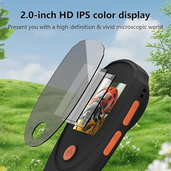 Handheld Digital Microscope,Portable Magnifying Glass with 2.0" IPS Color Screen,500x Magnification,2.0MP,Digital Magnifier with Automatic Focus,Compatible with Windows and Mac OS