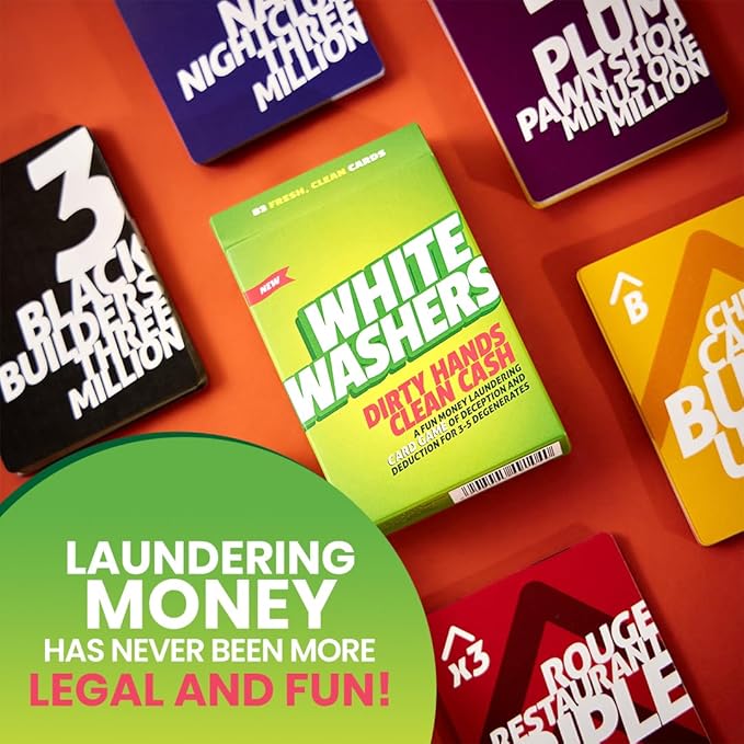 Card Game - White Washers, Bluffing & Strategy Game for All Ages, Christmas Stocking Stuffers, Fun Family & Party Game for Teens & Adults, Perfect for Ages 12, 13, 14 & Up (3-5 Players)