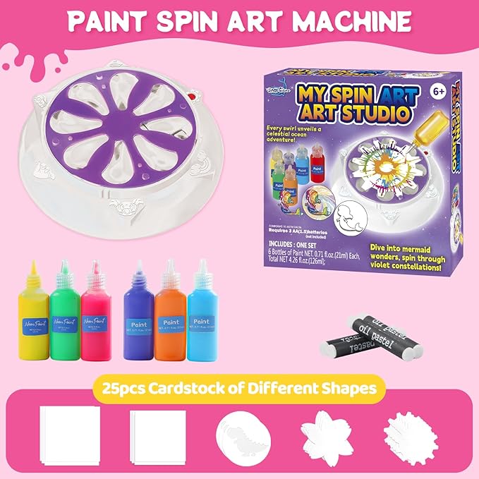 Make It Super Spin Art Machine Kit for Kids, Toy with Origami Artwork, Thicker Splatter Guard, Gift Boys Girls
