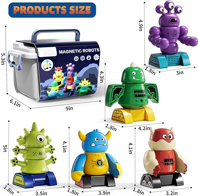 Magnets Robot Building Toys for Kids Ages 3-5 4-8, 36 PCS Monsters Robot Building Blocks Set with Storage Box, Creative Learning Christmas Birthday Gifts Toys for Boys Girls Ages 2-12