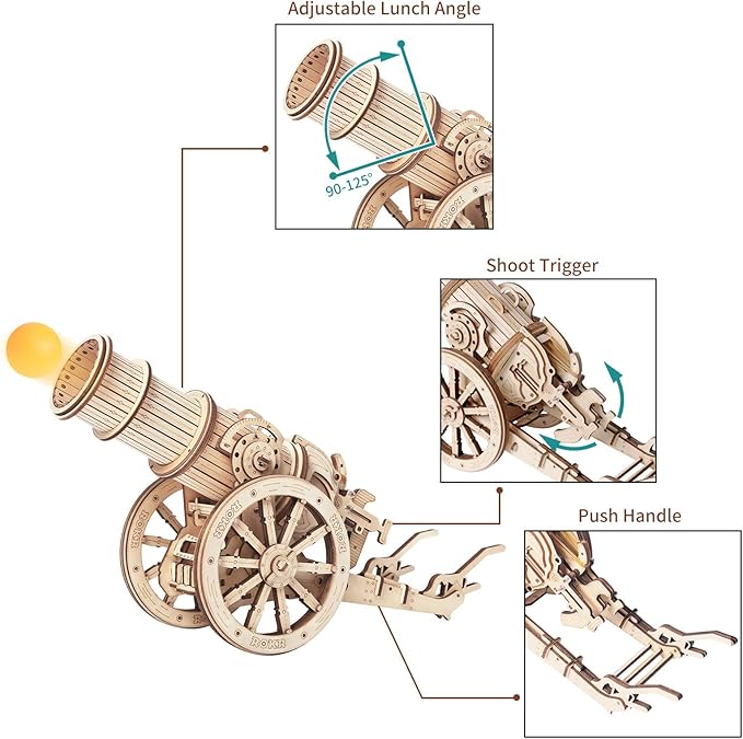 ROKR 3D Wooden Puzzles Model Building Kits Cannon Toys - DIY Wooden Catapult Toys STEM Educational Projects for Men and Women