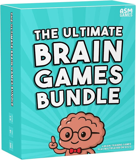 The Ultimate Brain Games Bundle, 4-in-1 Games for Kids and Adults to Improve Brain Function, Including Puzzles, Memory and Word Challenges