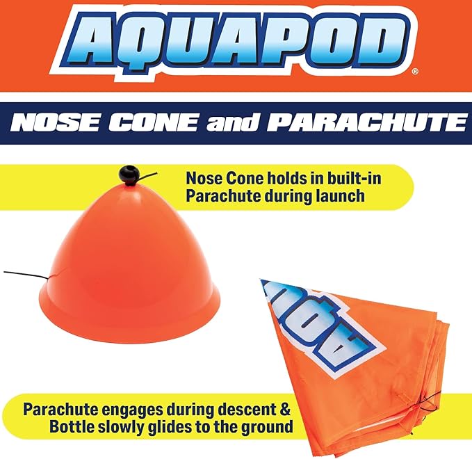 Original AquaPod Water Bottle Rocket Launcher Ultimate Accessory Pack - Soar to New Heights w Launcher Fins, Parachute, & Nose Cone - Fun & Educational STEM Toy- Great Science Gift & Activity for Kids