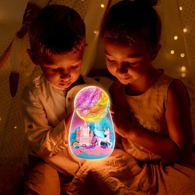 SCWGTPJ Unicorn Gifts for Girls-Unicorn Terrarium Crafts Kit, DIY Toys Kit for Kids Girls, Arts and Craft, DIY Moon Lamp Night Light Christmas Birthday Gift for Girls
