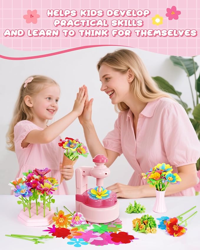 MISSOLO DIY-Crafts for Kids-Toys for Ages 4-13-Arts and Crafts for Kids-Develop Children's Critical Thinking Skills-Gifts for Kids-Fabric Flower Bouquets Toy -SIncludes Toy Storage Box