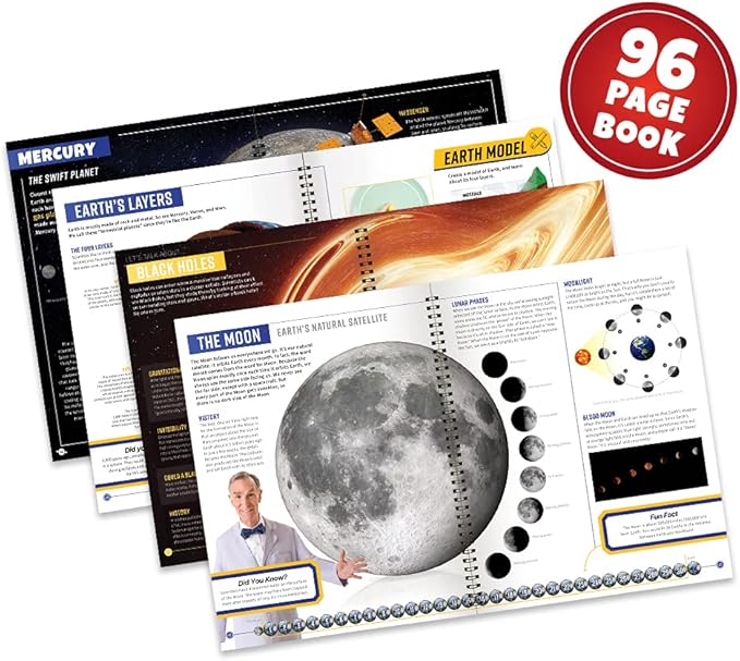 Abacus Brands Bill Nye's VR Space Lab - Virtual Reality Kids Science Kit, Book and Interactive STEM Learning Activity Set (Materials & Book Only (No Goggles))