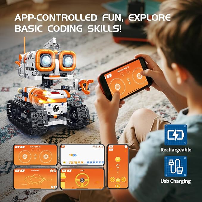 5 in 1 STEM Robotics Building Kit, 560 PCS APP/Remote Control Robot Toy Building Block Sets, Compatible with Lego Robot Control & Programming, Coding Robotic Toys Birthday Great Gifts for Boys 8-14