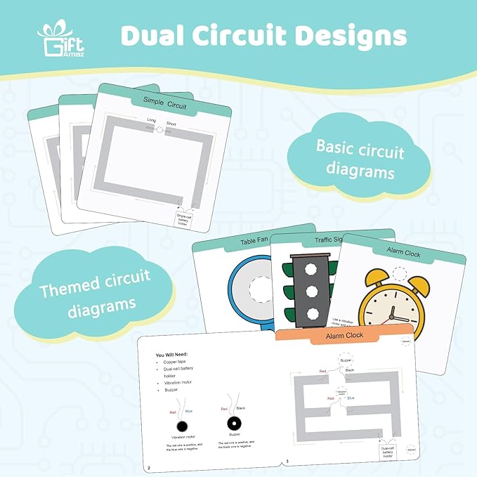 Paper Circuits Kit for Kids, STEM Electric Circuit Motors Kit, Child-Friendly Paper Circuit Board, DC Motor, Led Light Diodes, Educational STEM Toys Science Experiments Set for Kids 8-12