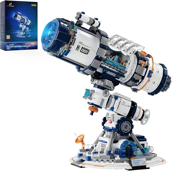 JMBricklayer Space Telescope Building Sets for Adults, Cool Space Planet Building Toys with Lights 70009, Space Exploration Telescope Model Kits for Adult, Ideal Gift for Space Lovers, Kid 14+(995PCS)