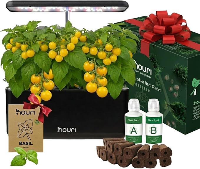 Nouri 7 Pod Smart Garden for Home Cooks | w/Heirloom Salad | Hydroponics Growing System | LED Grow Lights | Indoor Herb Garden Kit | Herb Growing Kit Indoors for Plant Lovers, Gardeners, Kitchen