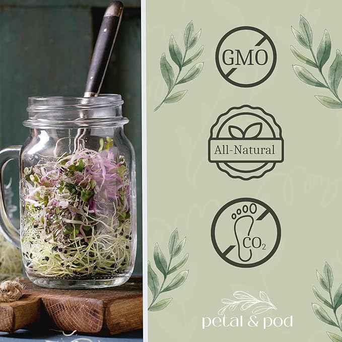 Petal & Pod Microgreens & Sprouting Seeds (12oz) - Broccoli - Seeds for MicroGreens Growing Kit and Sprouting Jars