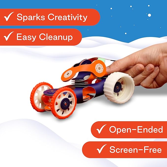 Clixo Mars Rover Pack - Glow-in-The-Dark Wheels Magnetic Building Toy - 30 Flexible Magnet Pieces for Galactic Exploration & Adventure. Award-nominated STEM Toy. Kids Gift & Travel. Ages 6+ [New]