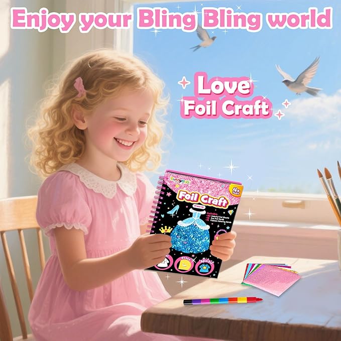 FUNNYB&G Foil Art Craft for Kids - Christmas Crafts Gift Party Favors Stocking Stuffers for Kids Fun Art Supplies Creative Birthday Gift Travel Toys for Girls Boys 4 5 6 7 8 9 Years Old (Dress Up)