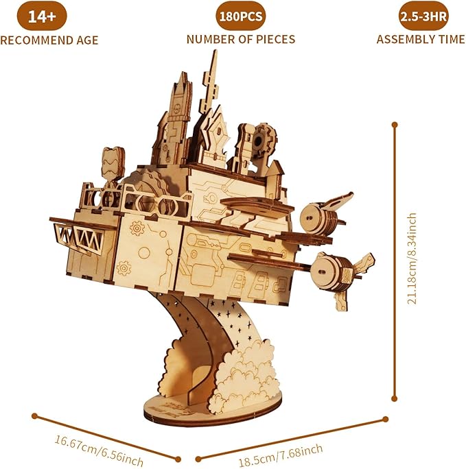 3D Wooden Puzzles Moving Castle Music Box Kits Castle Building Model DIY Crafts Birthday Gift for Women