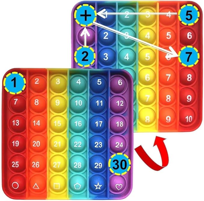 Alphabet Popper Fidggety Toy, Stress Relief Sensory Popping Game, Preschool Montessori Uppercase Lowercase Matching Game, ABC Letter Learning Educational Block (Number 30+Addition Popper)