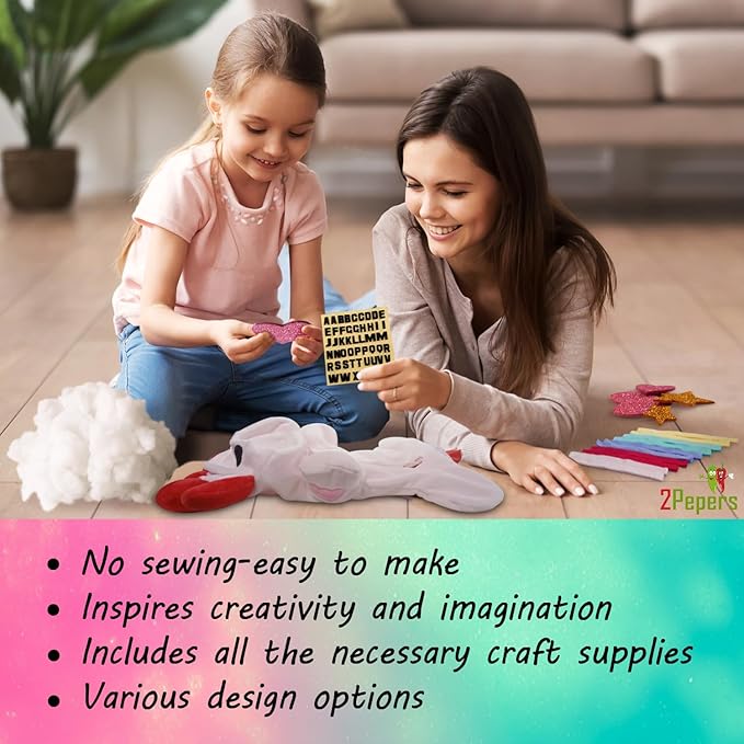 Make Your Own Axolotl Plush Pillow Kit Arts and Crafts for Kids (No Sew), DIY Axolotl Stuffed Toys for Girls & Boys Ages 3 4 5 6 7 8 9 10 + Years Old, Animal Activity, Squishy Plushy, Girls Presents