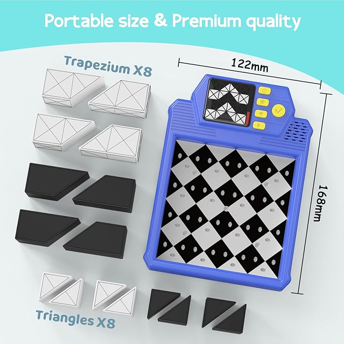 Smart 3D Puzzle Blocks with Answer-Checking, 3 Difficulty Levels & 210 Challenges, Montessori Brain Teaser Game for Kids Ages 3+ to Enhance Logic & Spatial Skills, Educational Toy