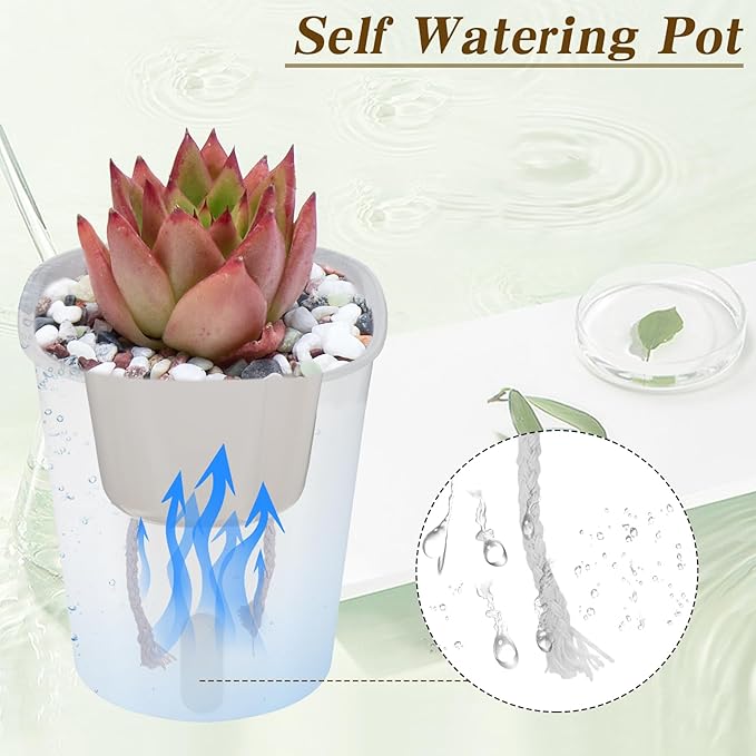 4 Inch Self Watering Pots for Indoor Plants,10 Sets Self Watering Planter Pots with Visual Water Level Window and Multiple Vents,Self Watering Plant Pot for All House Plants,Flowers,Herbs