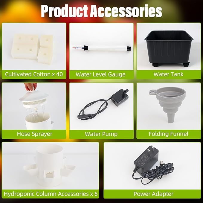Hydroponics Growing Tower, Indoor Garden kit, Vertical Growing System, Indoor Planting Vegetables Herbs Flowers, Interior Garden System with Water Pump, hydroponics Tower with Water Tank
